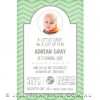 A sweet first birthday invitation design in mint green.