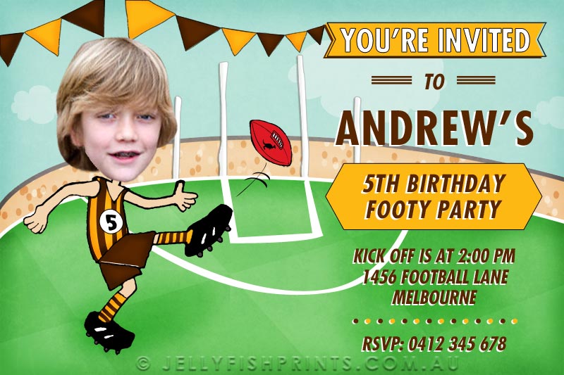 DIY Print Custom AFL RICHMOND TIGERS FOOTBALL Birthday Party Invitations