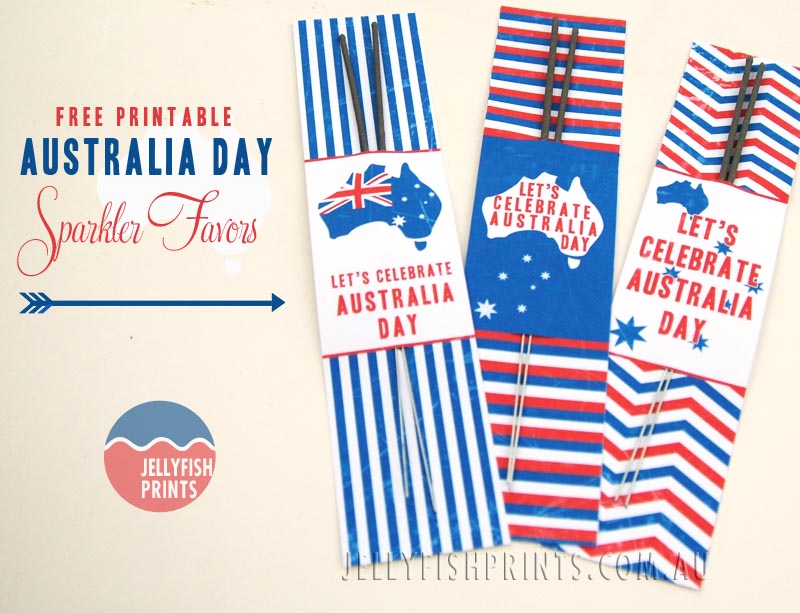 DIY printable for Australia Day favor sparkler gifts