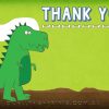 Green dinosaur party thank you note card.