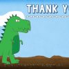 Blue dinosaur birthday party thank you note card.