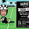 Rugby birthday party invitations for an all black fan.