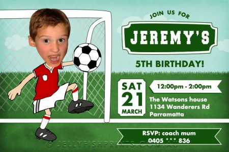Printable Soccer Birthday Invitations for a boys football birthday party.