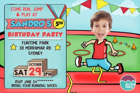 Printable party invitation for a sports party theme