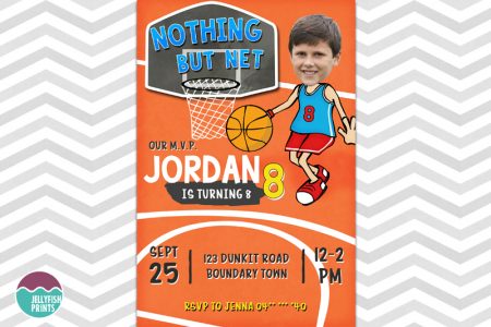 Basketball Party Invitation for purchase as a do it yourself printable.