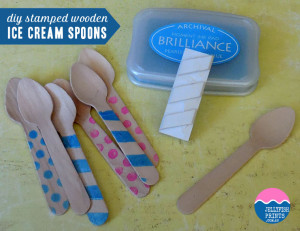Decorate wooden spoons with homemade stamp and ink or paint to match your birthday party.