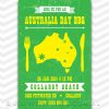 Green and gold Australia Day invitations for a bbq or party celebration.