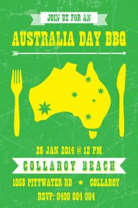 Green and gold Australia day bbq invitation