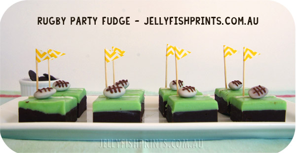 Cool food idea for a rugby football party.