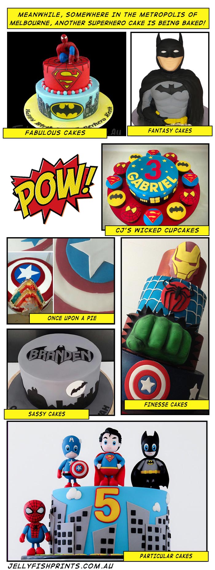 Cool Superheroes birthday cakes in Melbourn Australia.