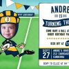 rugby party invitations in the brumbies blue yellow and white.