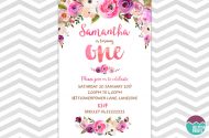 Floral first birthday invitations